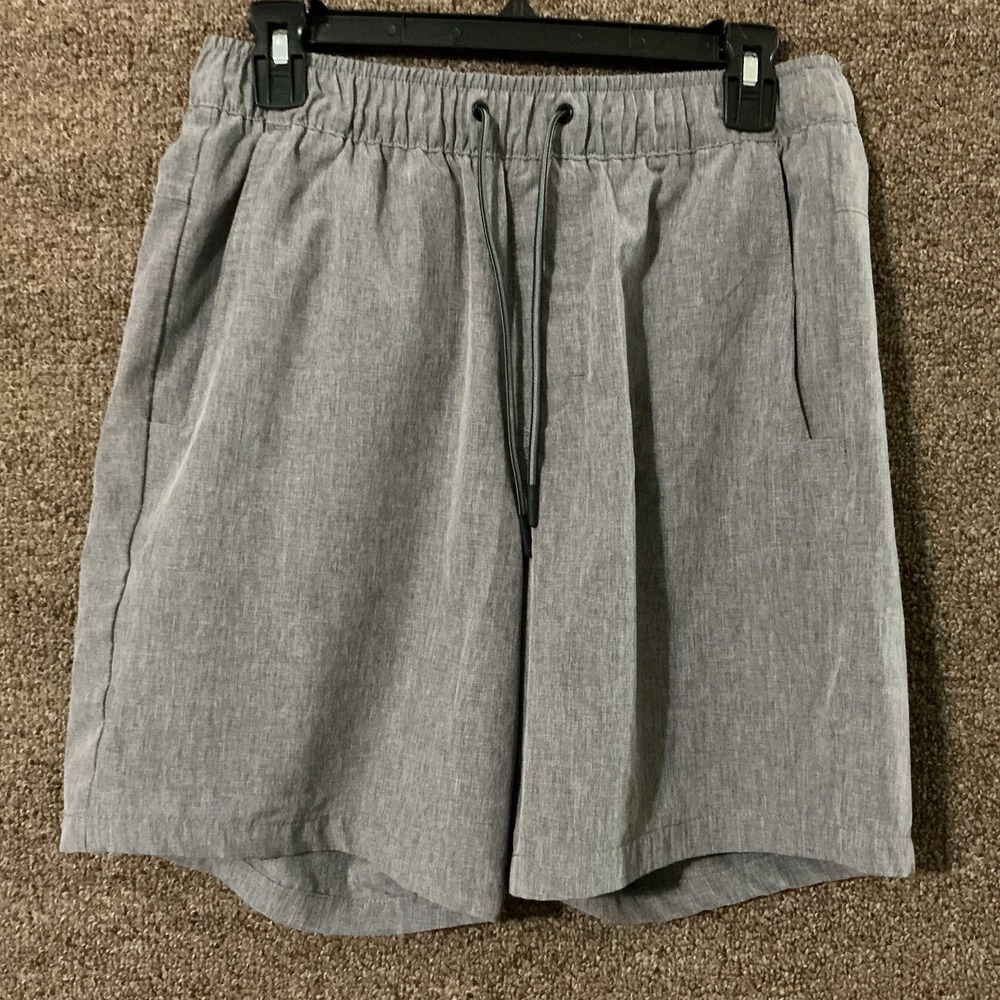 Eddie Bauer men's gray woven tech shorts M Drawstring L EMS0864S